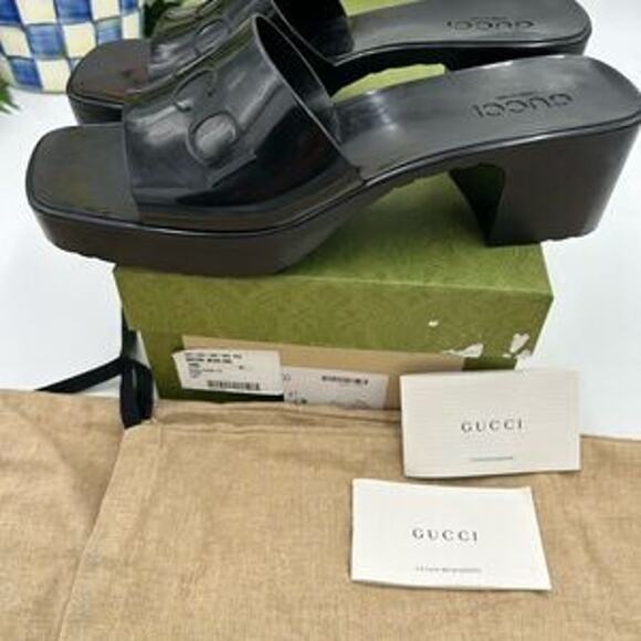 Women’s Gucci, rubber block, low heel slides, size 41 made in Italy - Picture 9 of 13